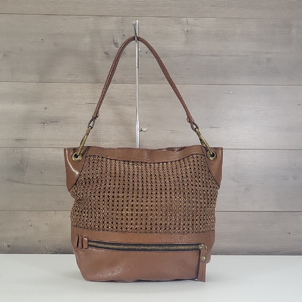 orYANY Brown Woven Leather Shoulder Bag